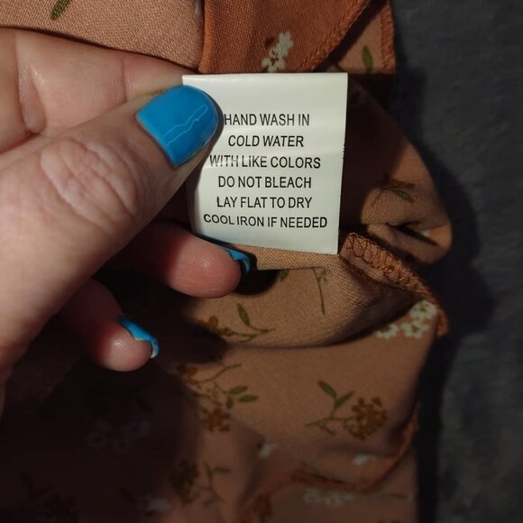 Hesperus Women M Burnt Orange PuffSleeve Mini Dress Cottagecore  Romantic Grunge - Picture 10 of 13